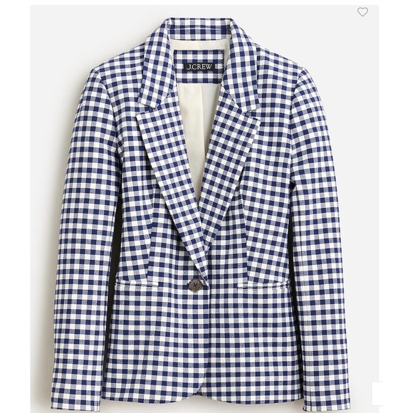 J. Crew Factory Jackets & Blazers - J.Crew Parke Blazer‎ Navy White Gingham Check Cotton Blend Jacket 10P NEW H2842
